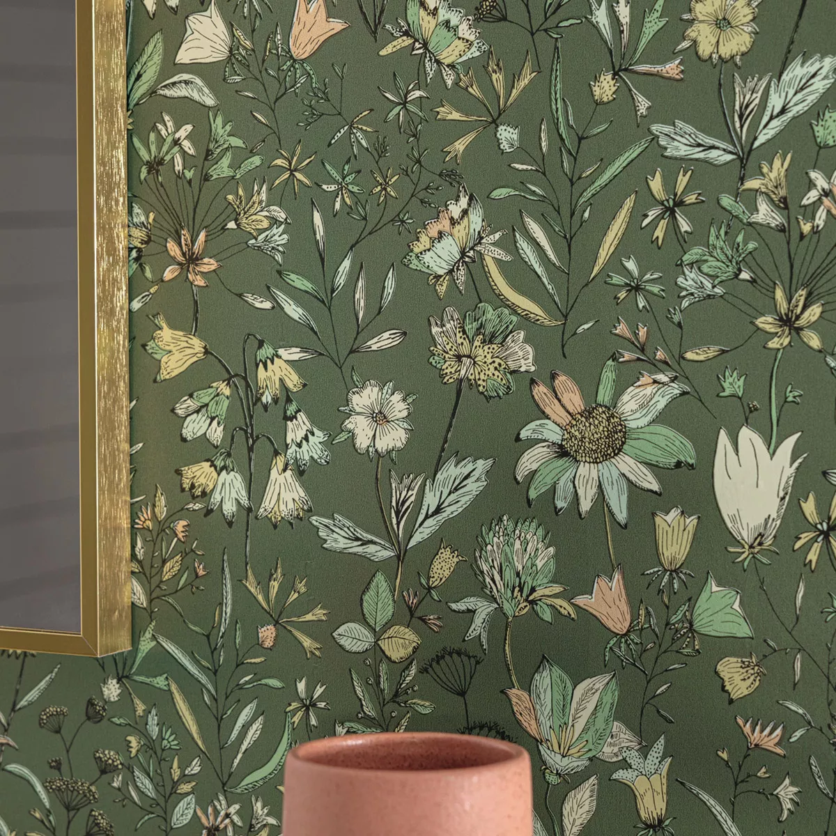 Papier peint Fleur Jardin de Giverny vert anglais - Art of Botany de Casélio | Réf. AOB103007381