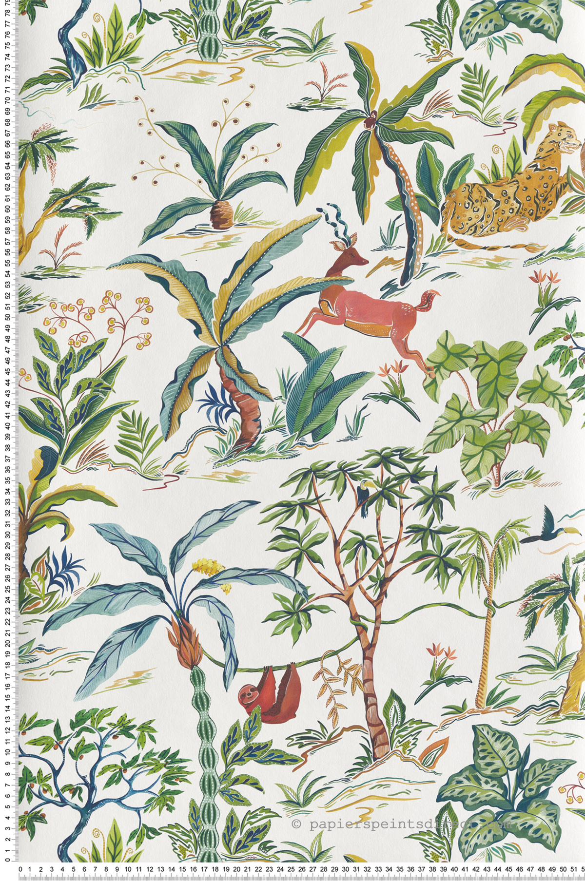 Papier peint Jungle Originale Salento blanc - Ananda d'Osborne & Little | Réf. OSB-W8036-02
