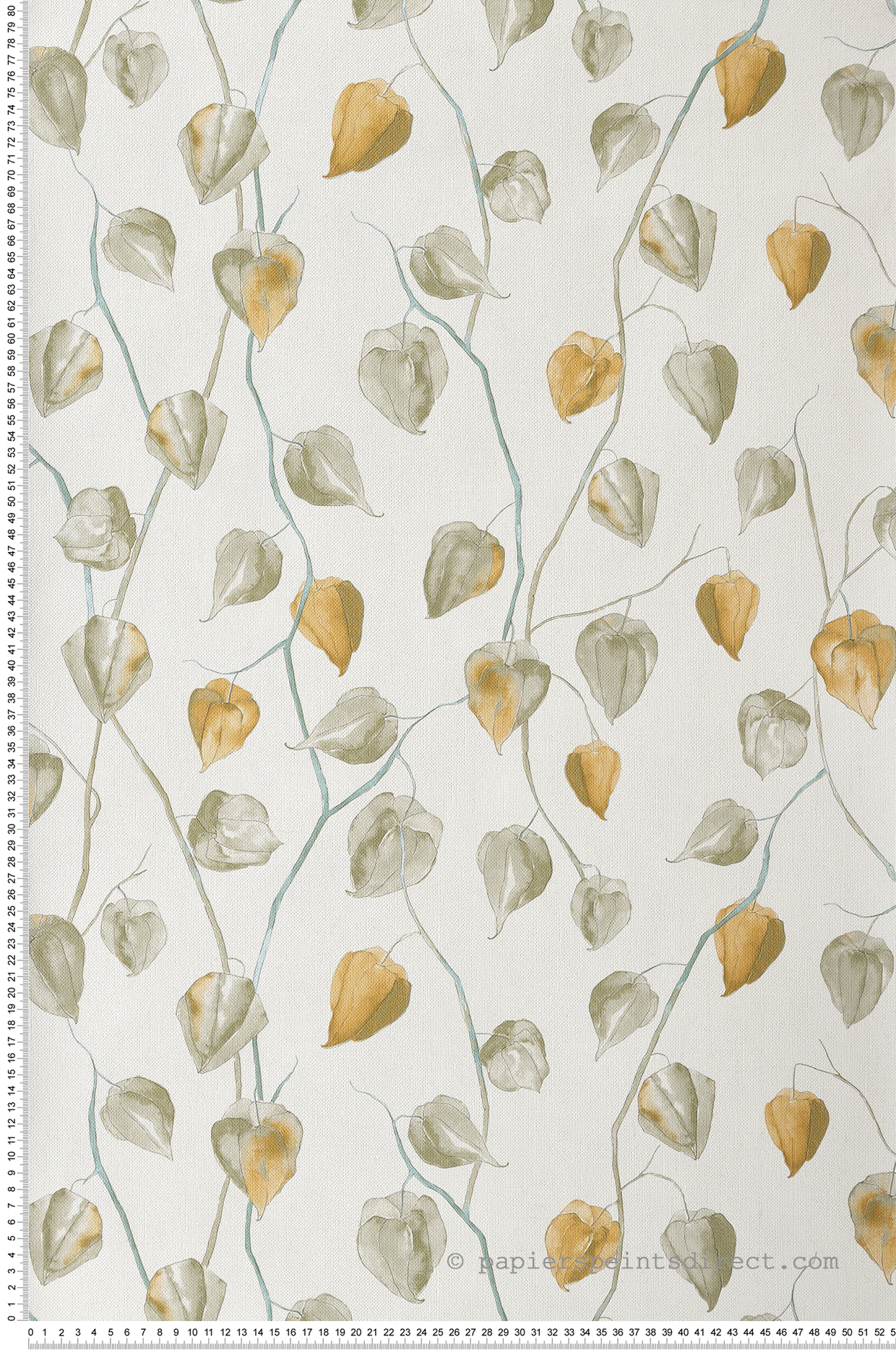 Papier peint Fleur Physalis vert - Gingko de Casadéco | Réf. GINK86217107