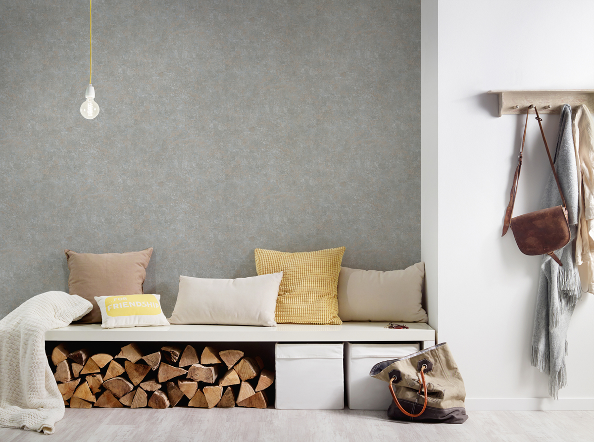 Papier peint Faux Uni bleu beige - History of Art d'A.S. Creation | AMB Réf. 37655-7