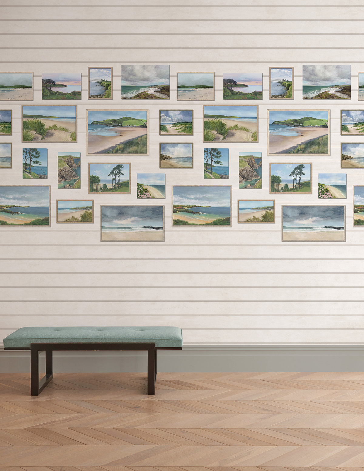 Papier peint panoramique Mur de Cadres blanc - Lamorran d'Osborne & Little | Réf. OSB-W7681-01