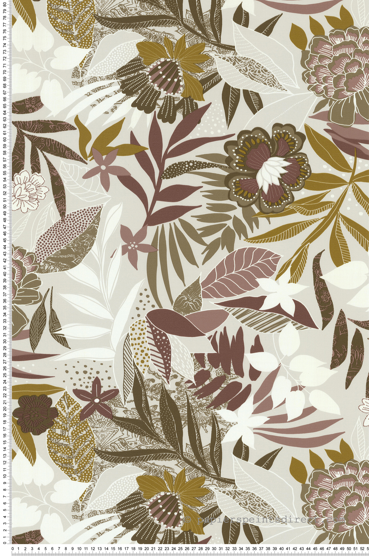 Papier peint Feuilles Primavera prune - Les Essentiels de Lutèce | Réf. LTC-51248003