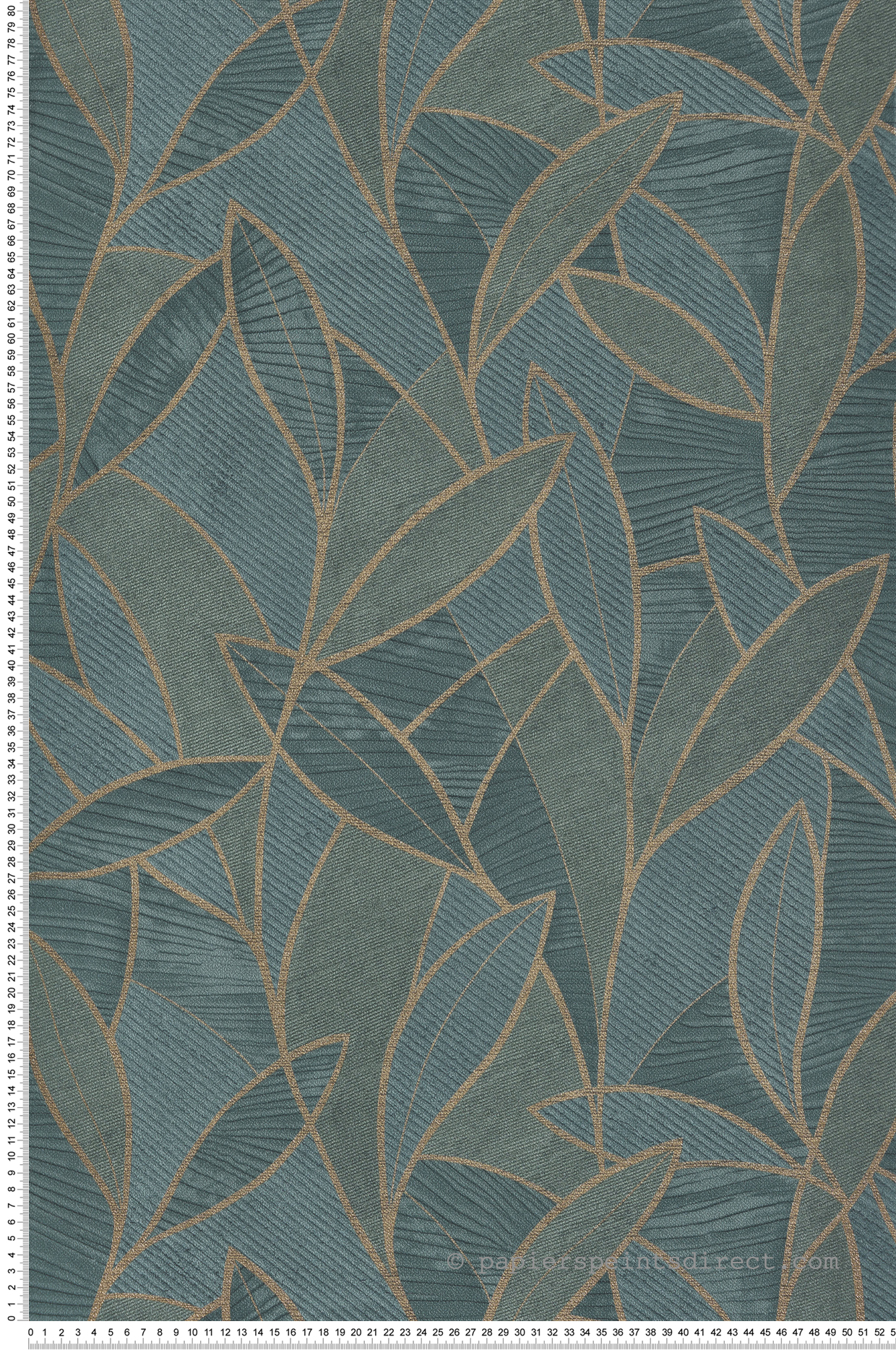 Papier peint Feuille Graphique Sculptée vert sapin doré - Allure de Lutèce | Réf. LTC-AL26233