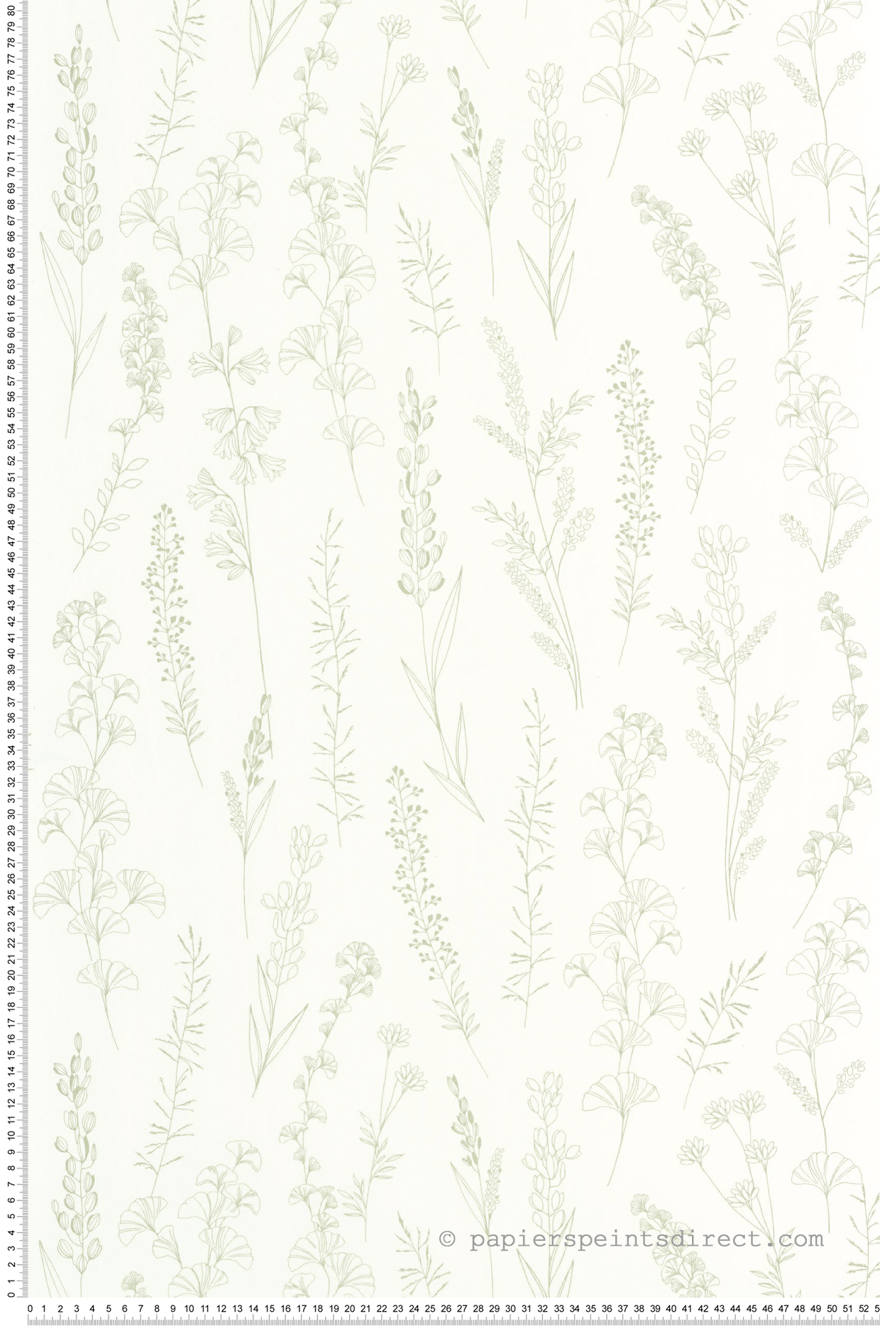 Papier peint Carnet Botanique vert amande nacré - Le Beau Jardin de Casadéco | Réf. BJAR202597777