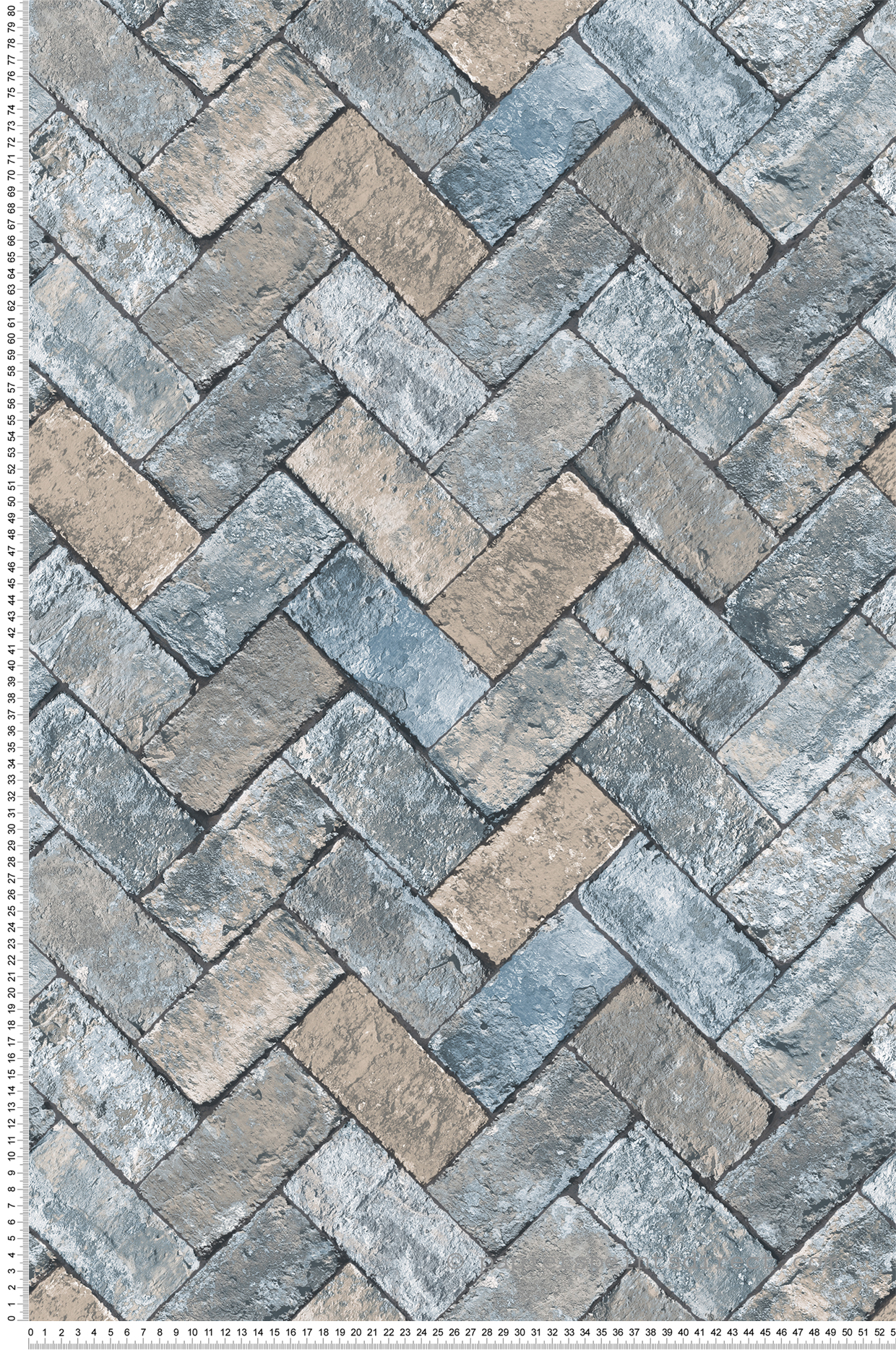 Papier peint Brique Chevron beige bleu - Cuisine Fraicheur 6 de Lutèce | Réf. LTC-G45425