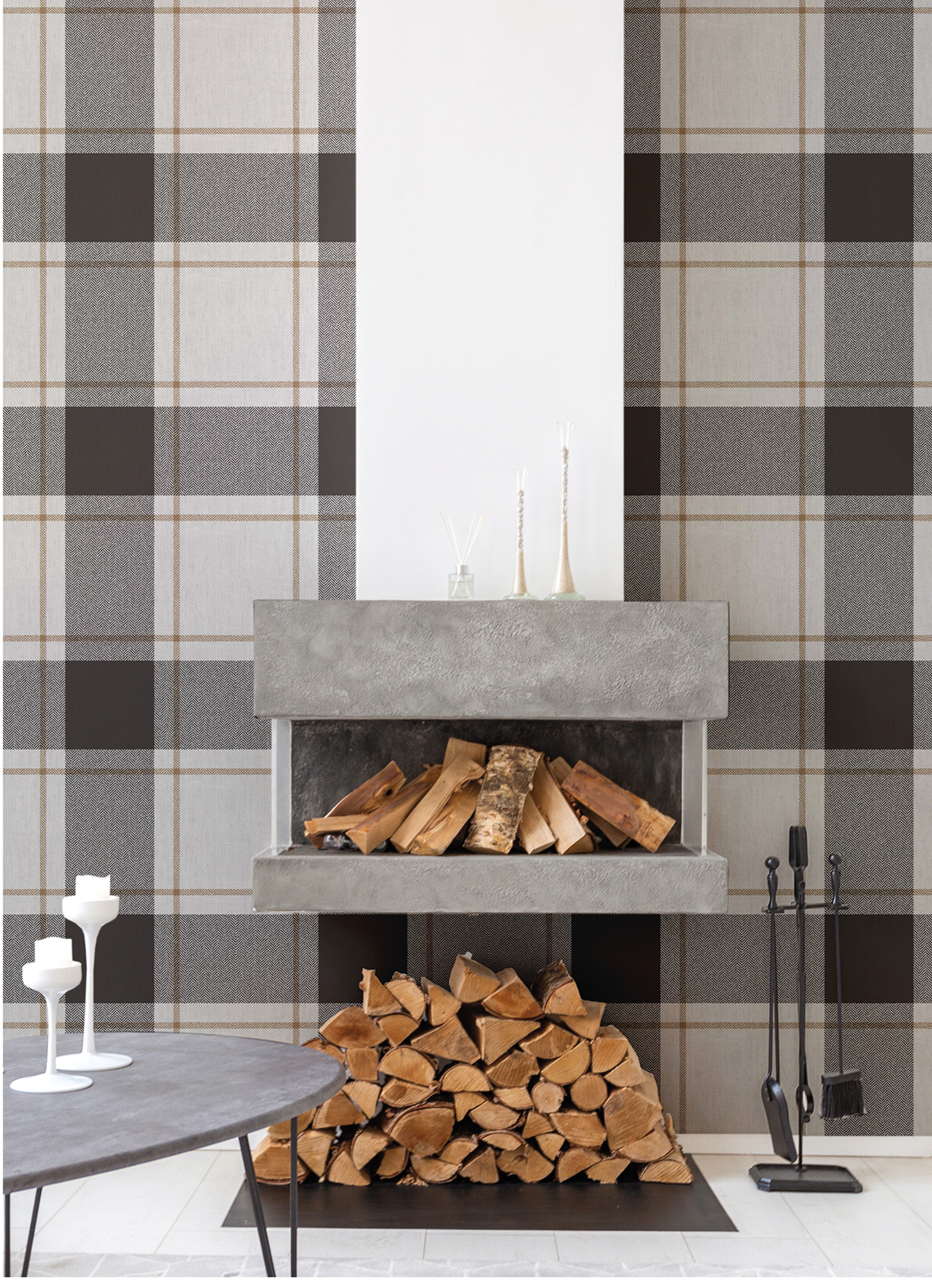 Papier peint Tartan Chevon noir - Stripes & Checks de Montecolino | Réf. MC-ST38409