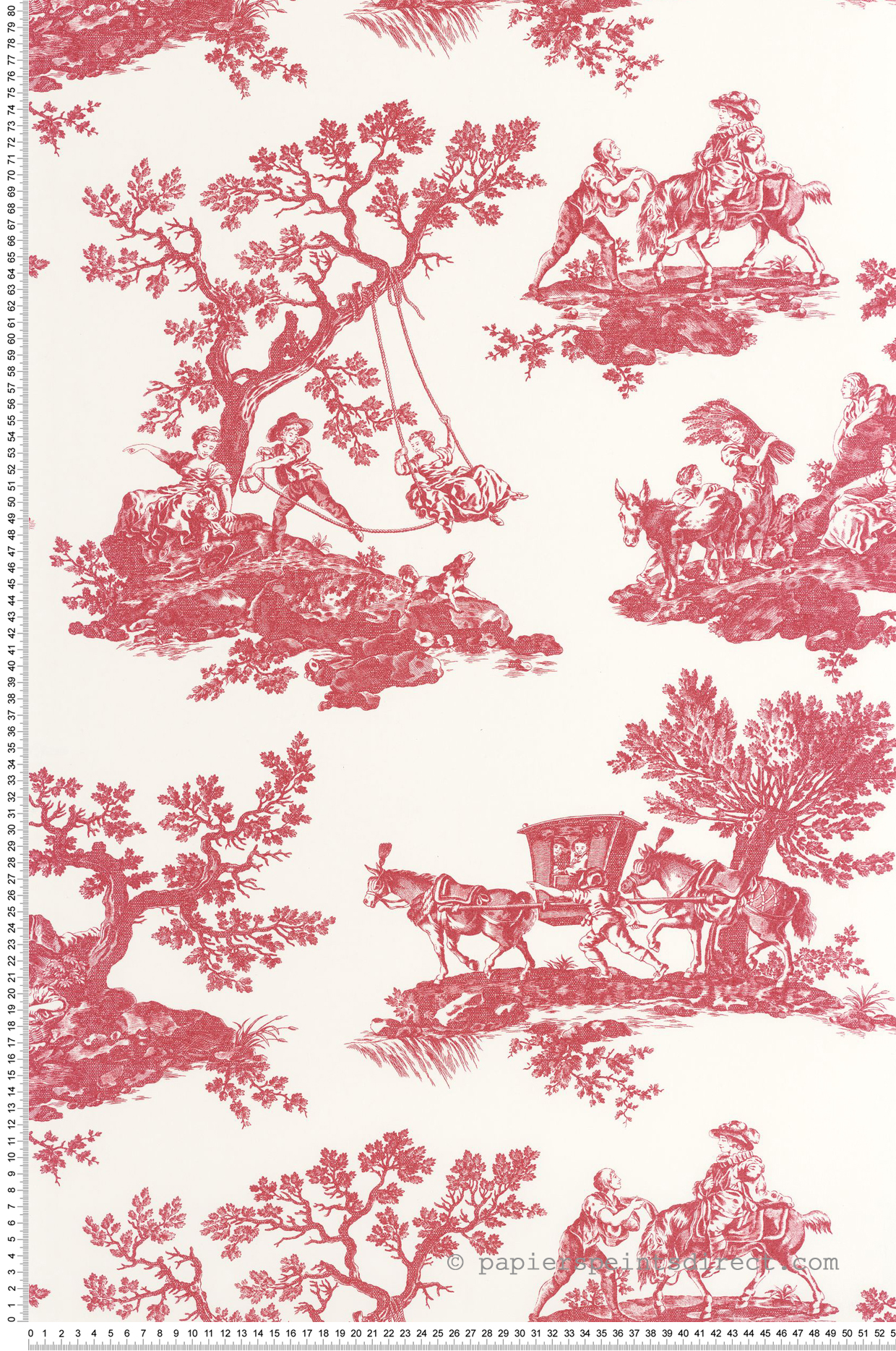 Papier peint Classique Cadence rouge grenat - Les Belles Toiles De Jouy 2 de Casadéco | Réf. BTJD201698585