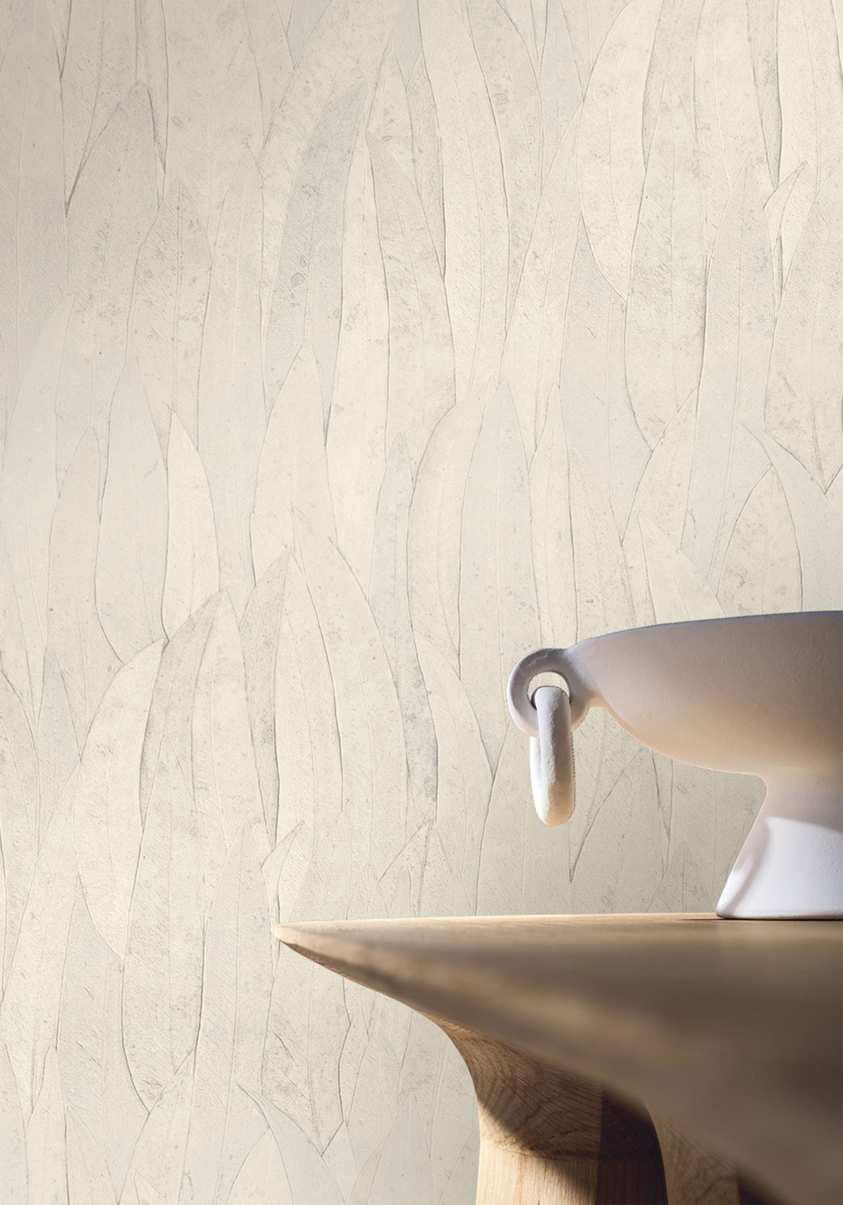 Papier peint Feuille Neluwa ivoire - Nature Précieuse de Casamance | Réf. CAS-A75962854