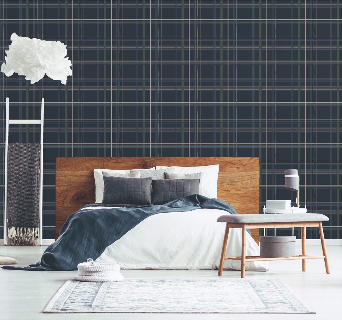Papier peint Carreaux Ecossais bleu - Bensimon 2 de Lutèce | Réf. LTC-51200801