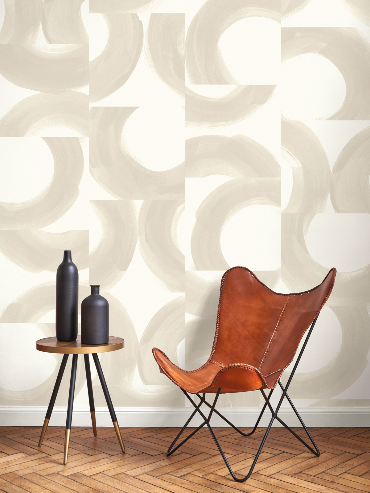 Papier peint Graphique Not A Circle gris lin - Iconic de Casadéco | Réf. CONI88451303