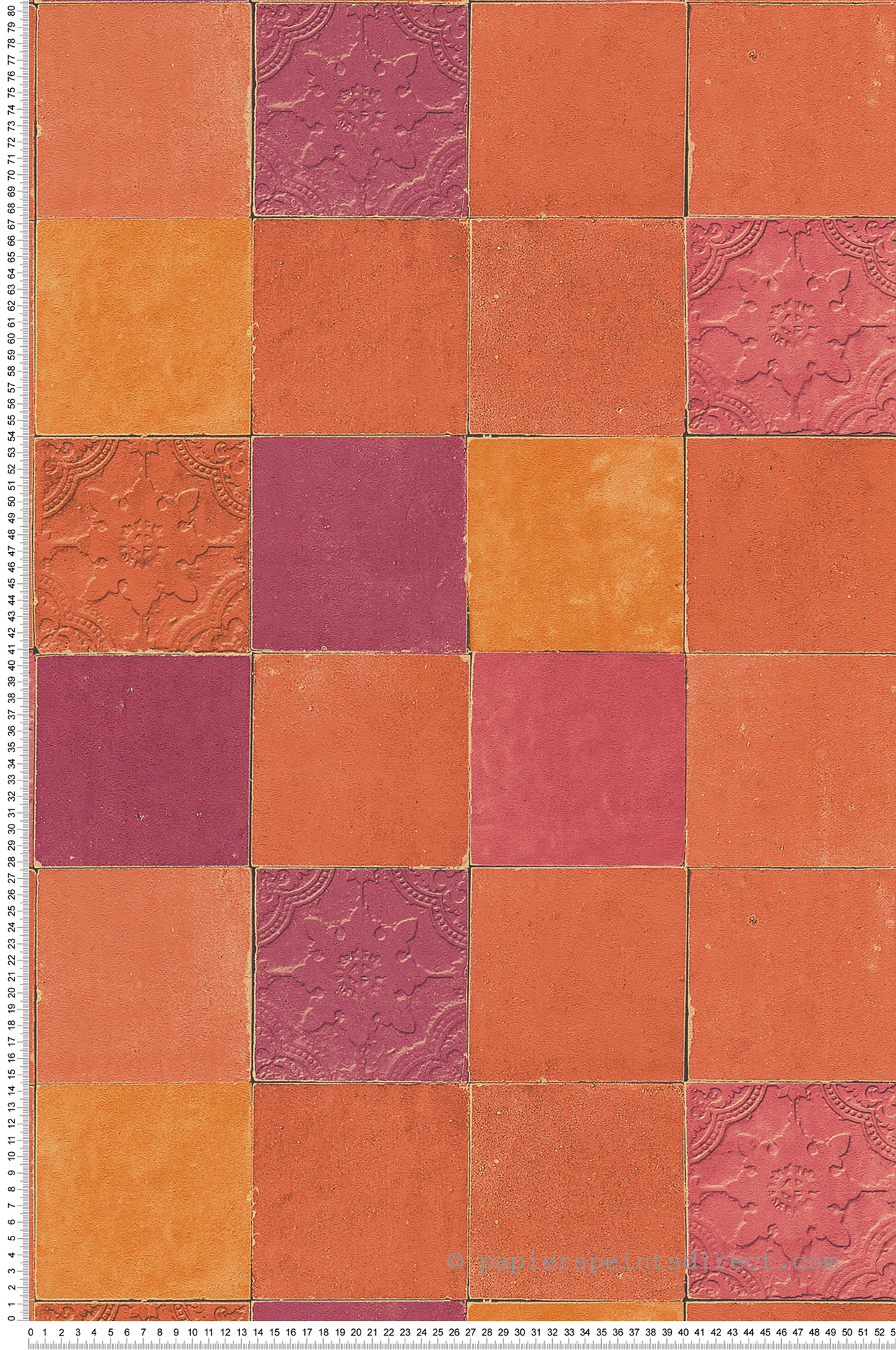 Papier peint Carreaux de ciment orange magenta - New Walls d'AS Création | Réf. SP15263