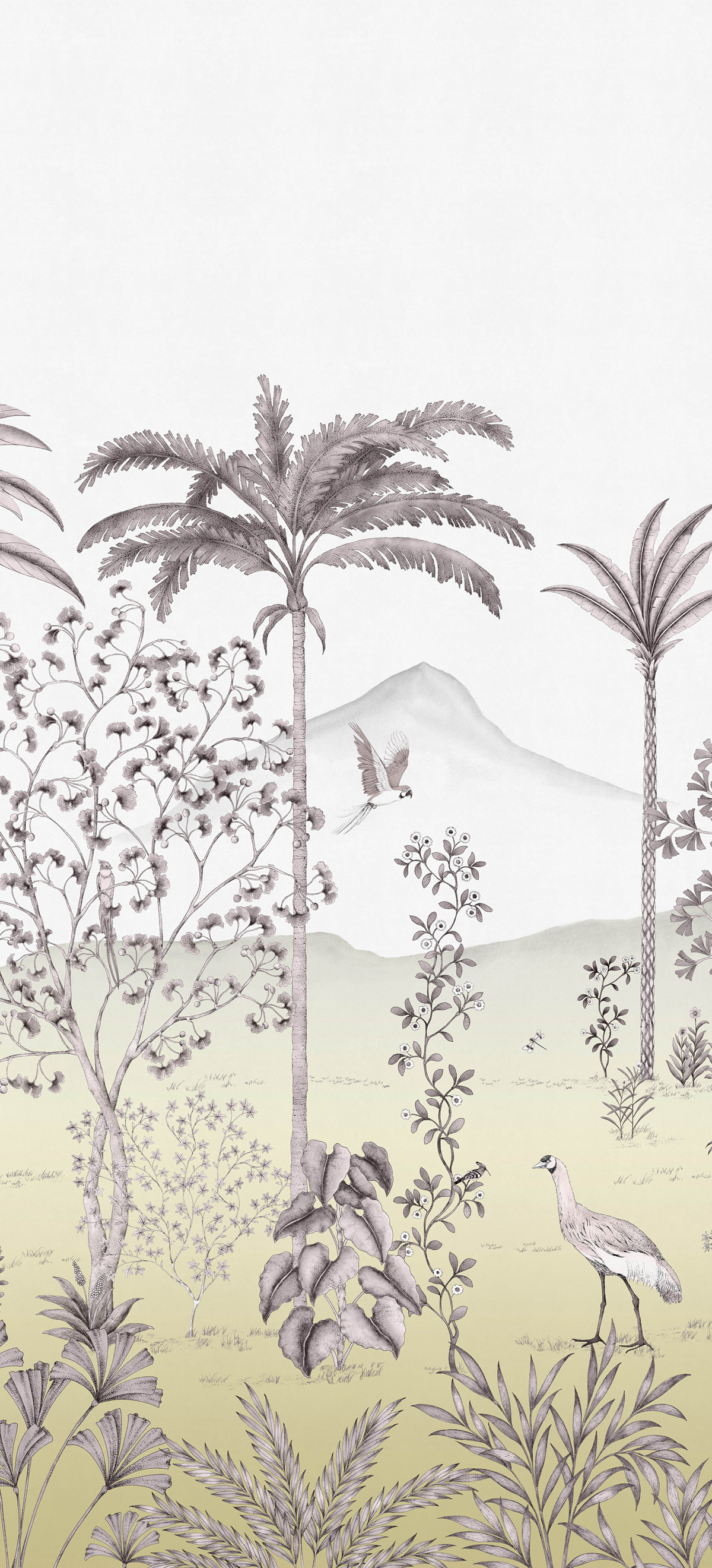 Papier peint panoramique Jardin Des Oiseaux Safran A - 1/2/3 - Isidore Leroy