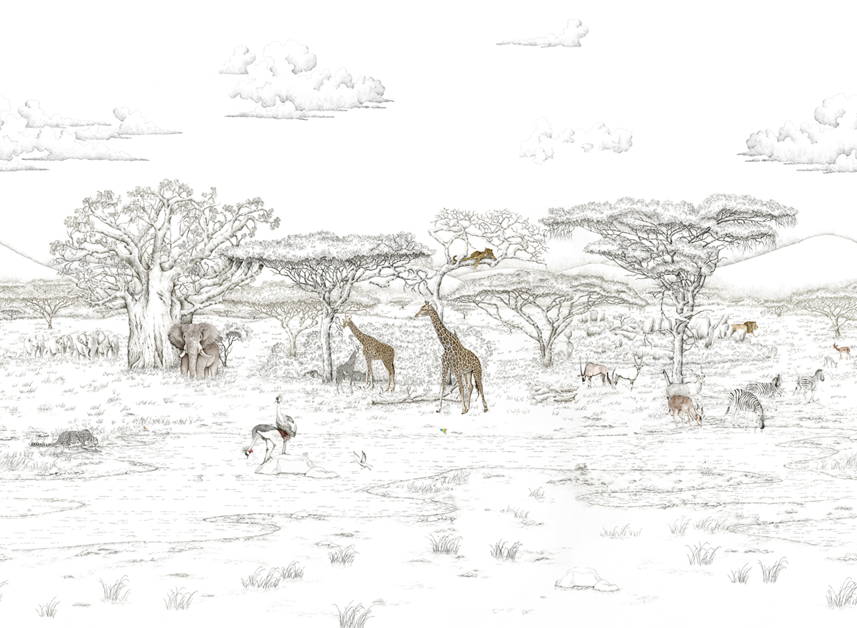 Papier peint panoramique Animaux Vallée du Rift Naturel A+B+C - 1/2/3/4/5/6/7/8/9 - Isidore Leroy