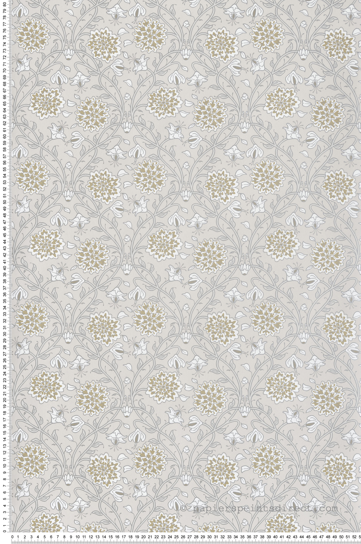 Papier peint Médaillon Baroque Tinkerbell beige argenté - Demeures de Montecolino | Réf. MC-650520