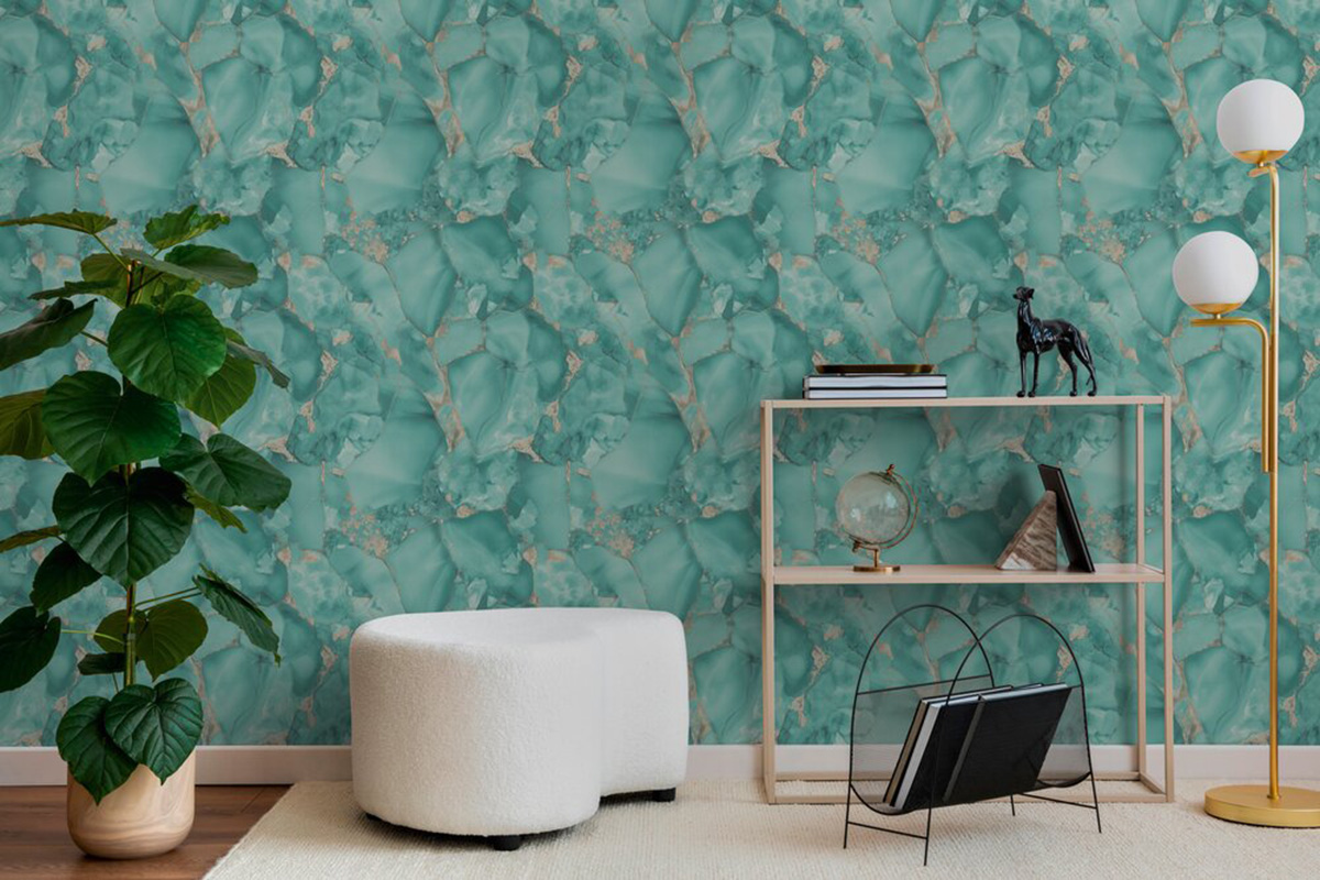 Papier peint Marbre Précieux turquoise doré - Pintwalls 3 d'A.S. Création AMB2 | Réf. AS-791681