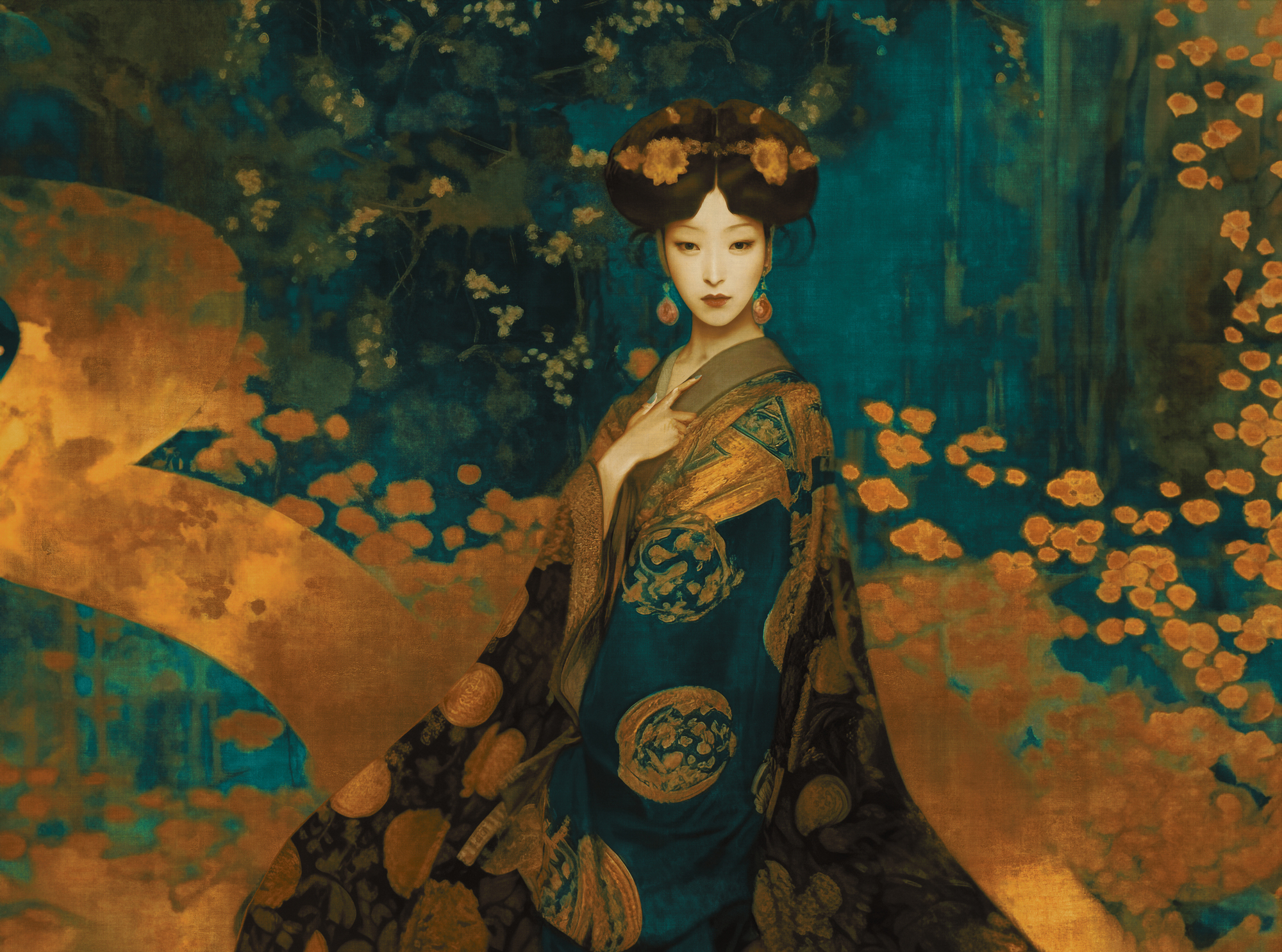 Papier peint Panoramique Japonais Fleur Traditionnel - Jade 2 d'A.S. Création | Réf. AS-397061