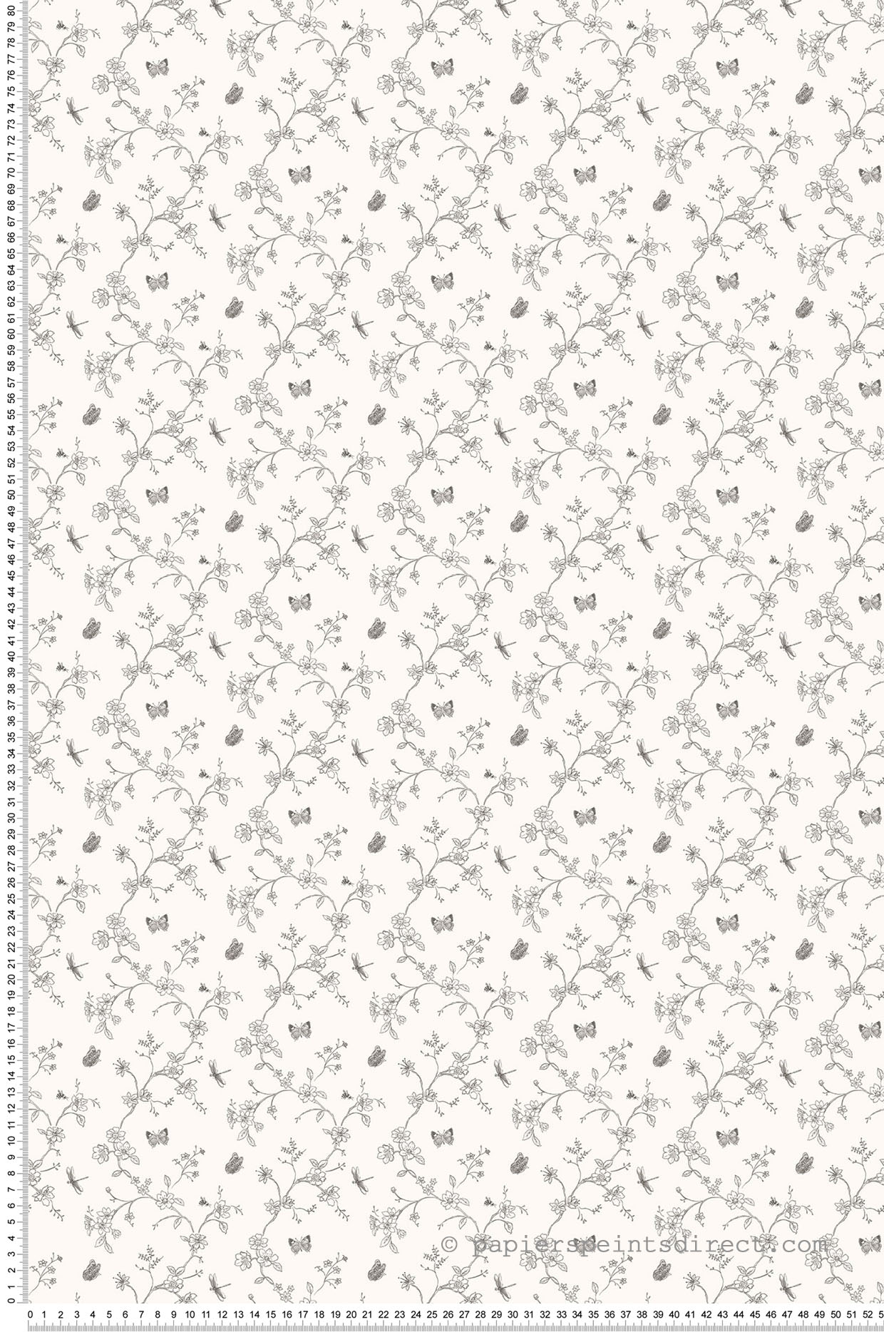 Papier peint Fleur et papillon noir - Miniatures de Lutèce | Réf. LTC-G67850