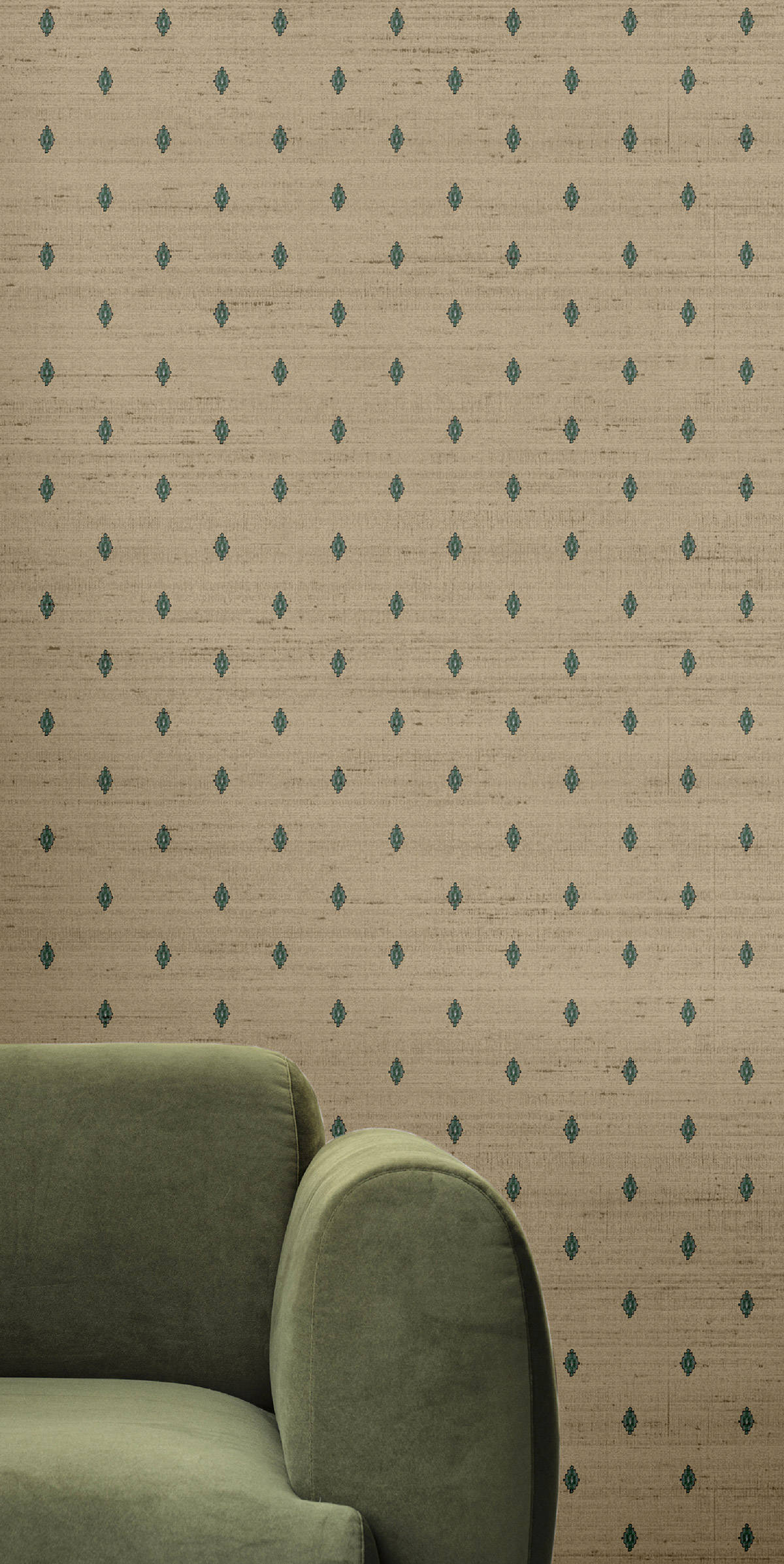 Papier peint Losange Baroque mastic bleu canard - Opera de Montecolino | Réf. MC-OP33357