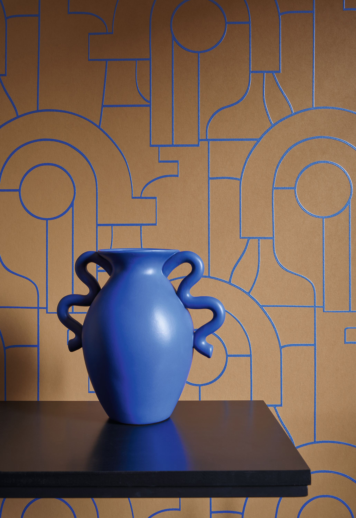 Papier peint Graphique Arty marron bleu - Iconic de Casadéco AMB2 | Réf. CONI88412519