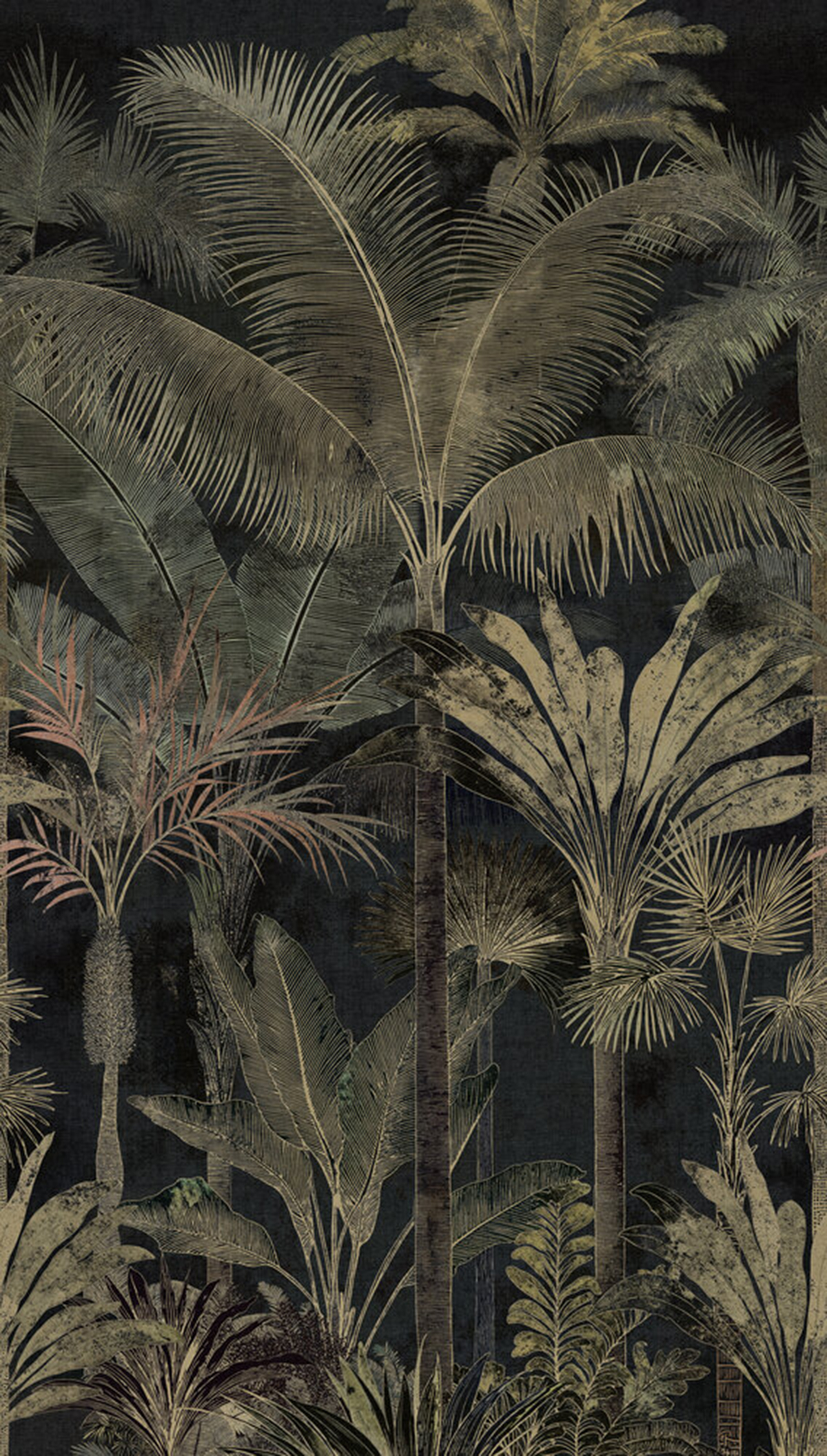 Papier peint panoramique Jungle Palmier vert anthracite - Cuba 2 d'A.S. Création | Réf. AS-761904