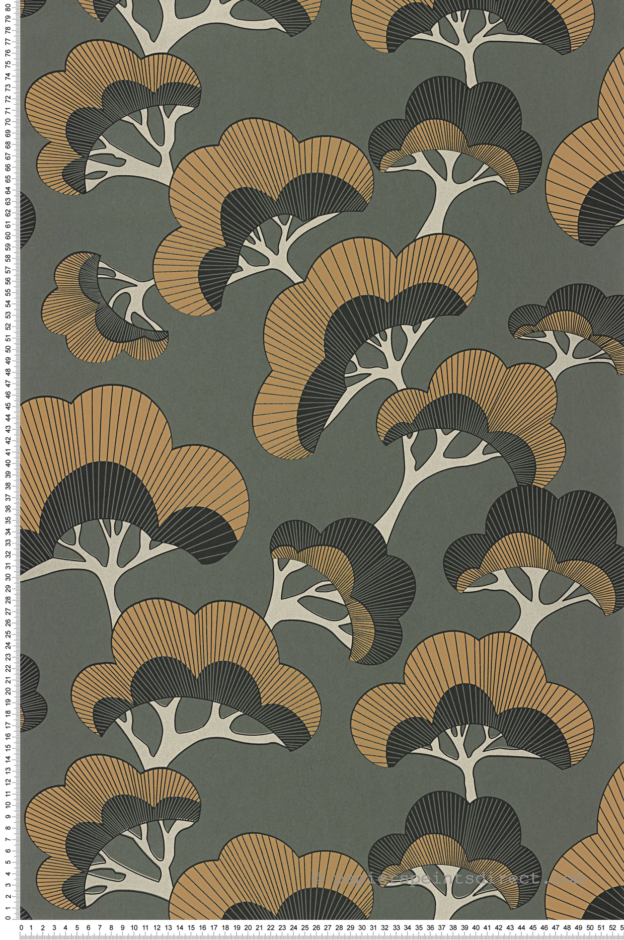 Papier peint Pin Goyo Matsu vert kaki - Kyoto de Casadéco | Réf. KYTO88717530