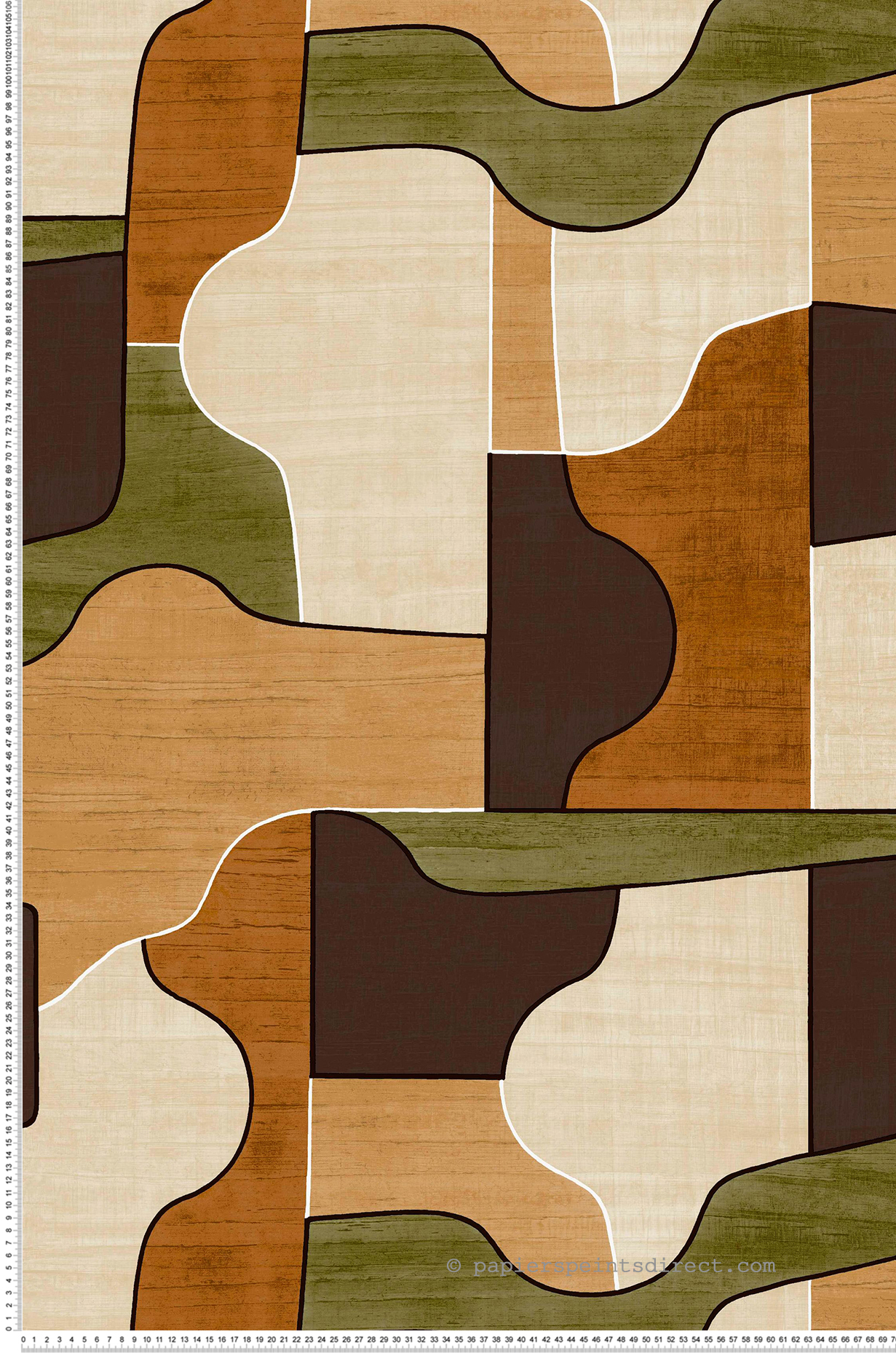 Papier peint Graphique Modernismo Puzzle kaki - Modernismo de Casamance | Réf. CAS-76820304