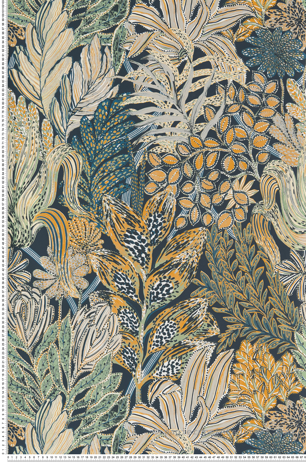 Papier peint Jungle Borromée Marine Ocre - Jardin Félicia de Casamance | Réf. CAS-A74320324