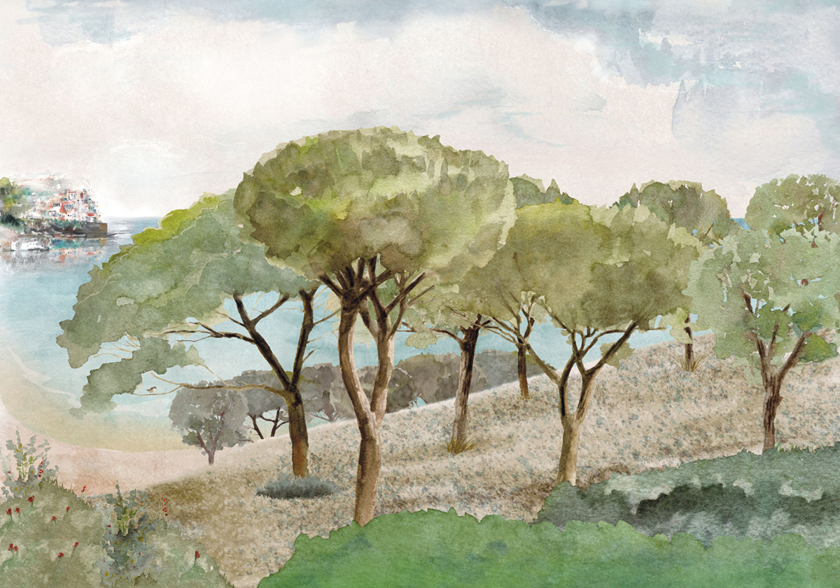 Papier peint panoramique Mer Song of Crickets M vert 400X280 - Wonderwalls 2 de Casadéco | Réf. WDWD200007511