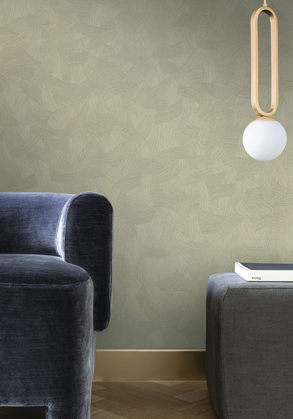 Papier peint Mouvement Graphique Bérénice vert opaline doré - Magnitude de Casamance | Réf. CAS-76662242