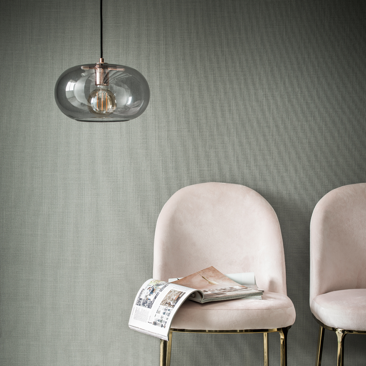 Tissu mural Cretonne gris métallisé - Textil'In de Montecolino | Réf. MC-TIN208012