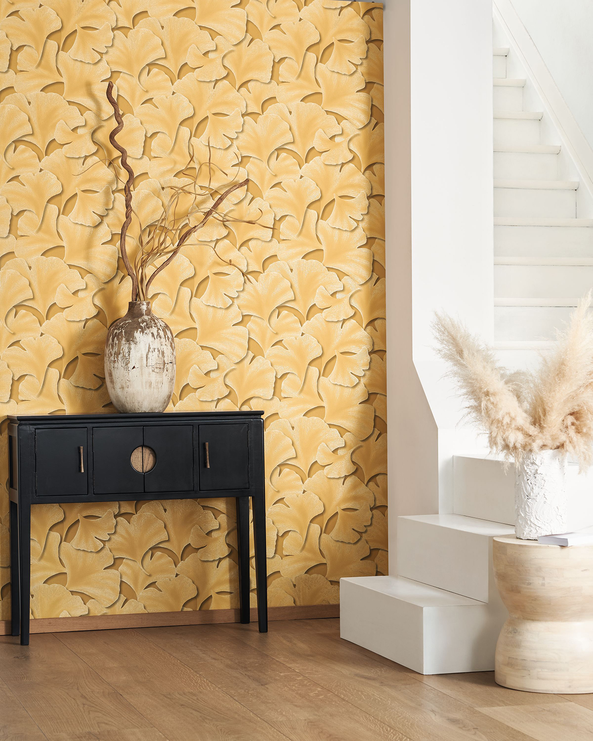 Papier peint Feuille Gingko Biloba jaune et doré - Gingko de Casadéco | AMB Réf. GINK86242322