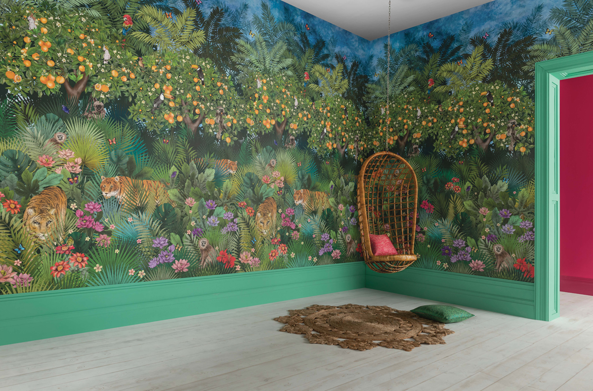 Papier peint panoramique Jardin Tiger Grove vert - DayDreams et The Wallpaper Collection de Matthew Williamson | Réf. OSB-W7492-01