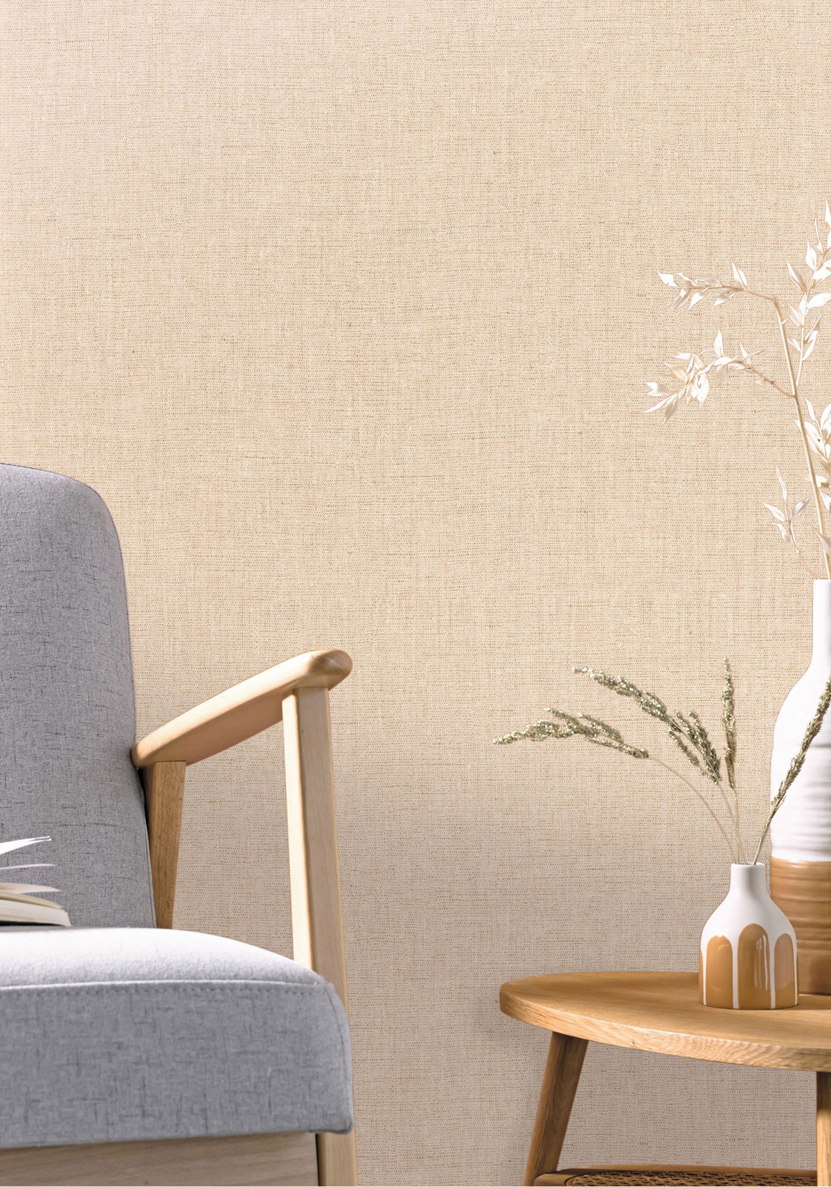 Papier peint Faux Uni Tissage beige sable - Elégance de Casélio | Réf. ELC103221390