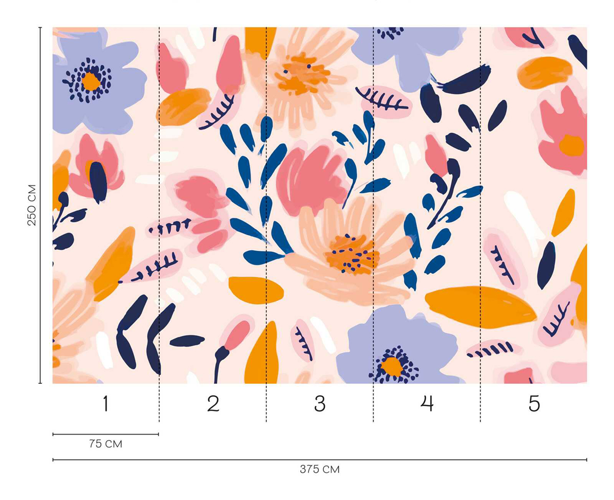 Papier peint panoramique Fleurs Pop Graphique - Wall Love d'A.S. Création REGLE | Réf. DD129598