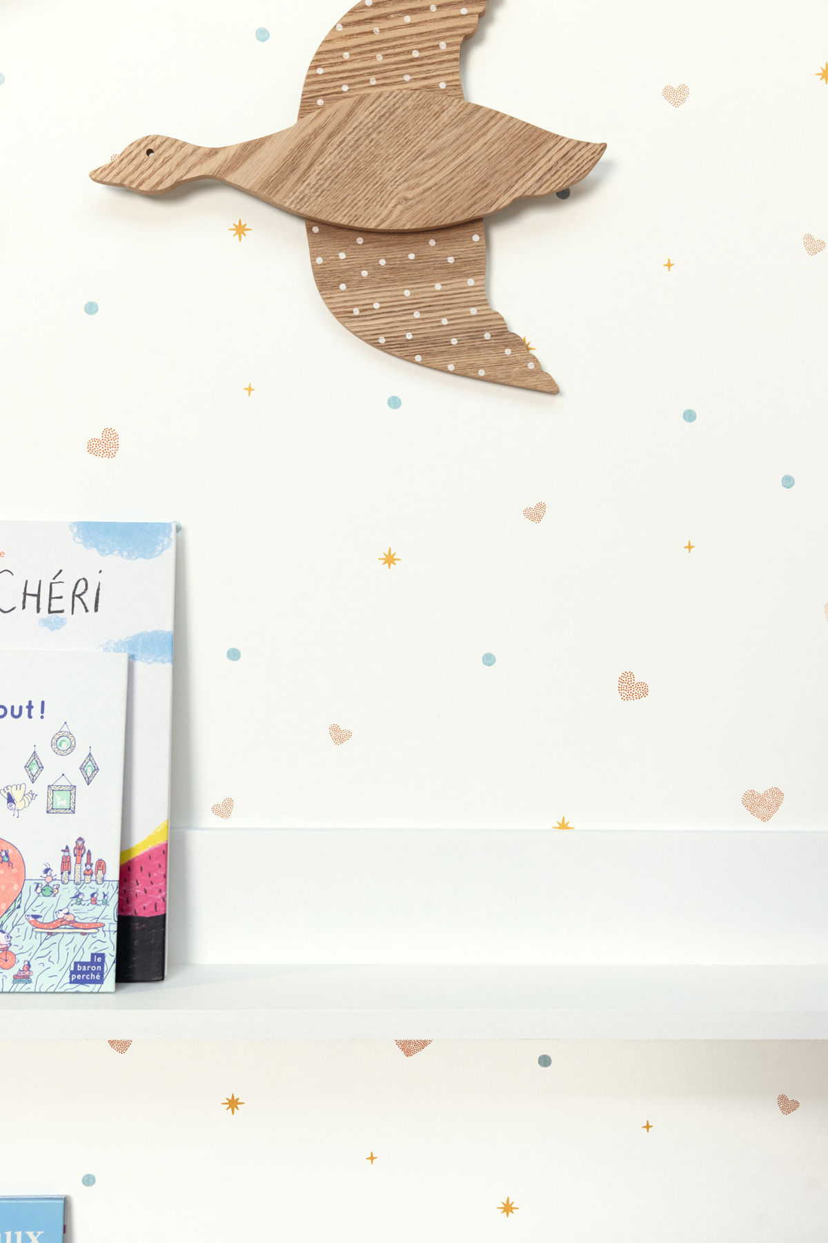 Papier peint Cœur Estelle blanc multicolore - Let's Go Girls! de Casélio | Réf. LGG104440674