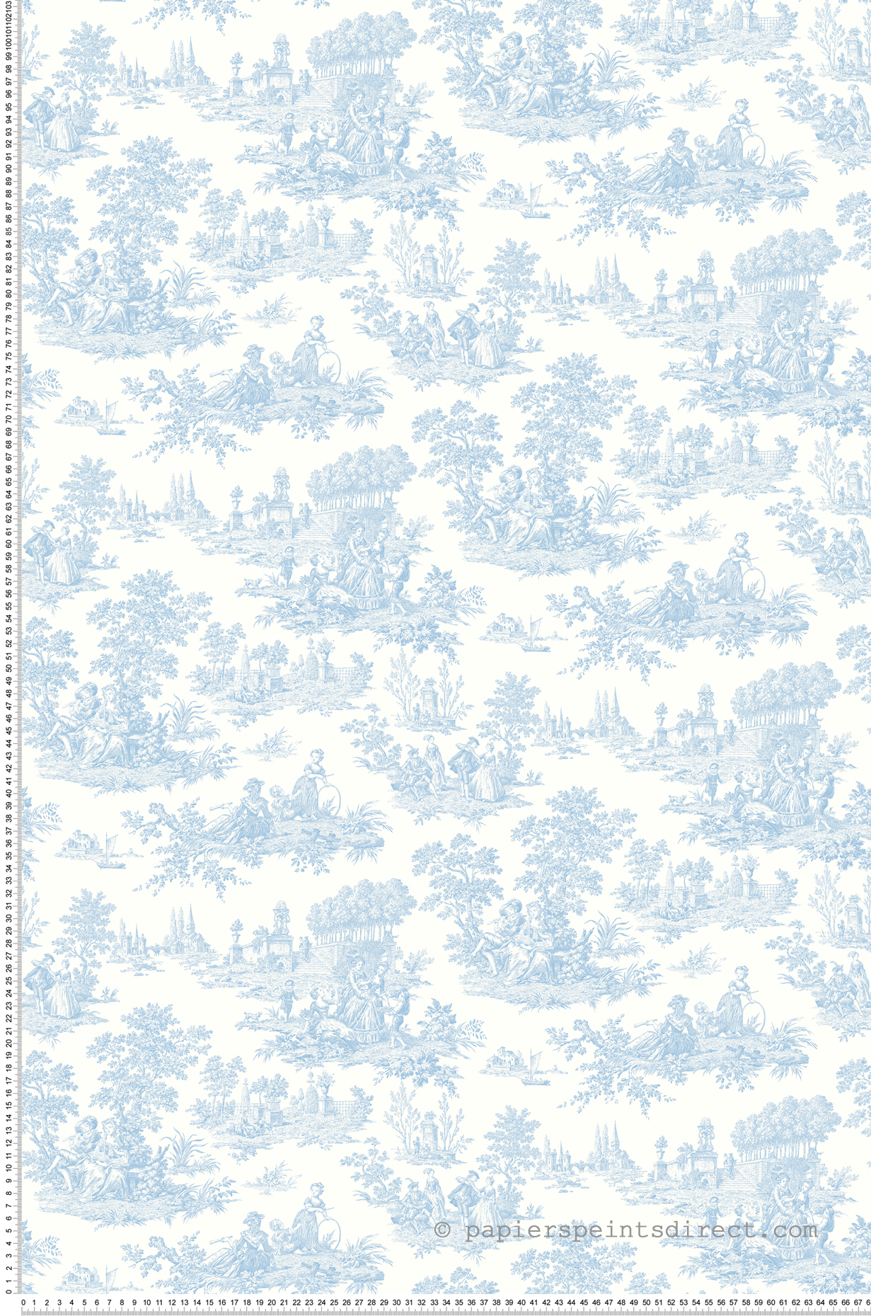 Papier peint Toile de Jouy Vintage bleu - Alice et Rose de Lutèce | Réf. LTC-VI81002
