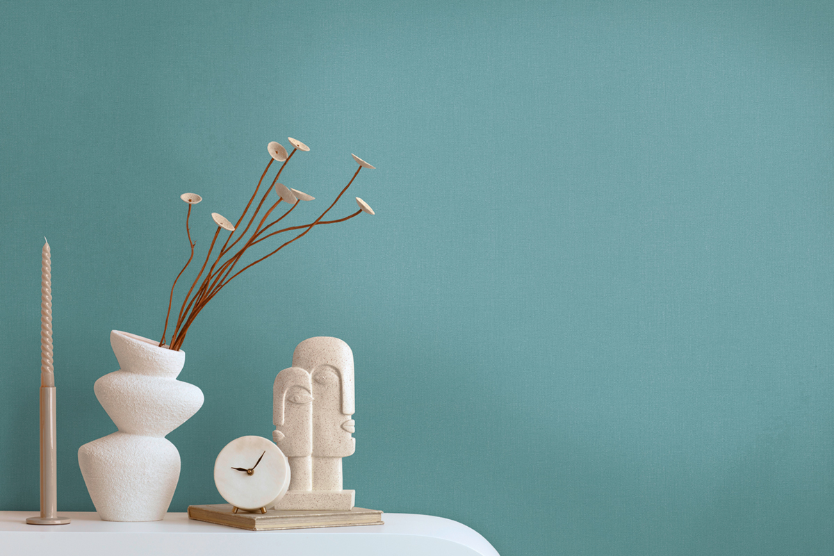 Papier peint Uni Toile turquoise - Pure Elegance d'A.S. Création AMB2 | Réf. AS-397836