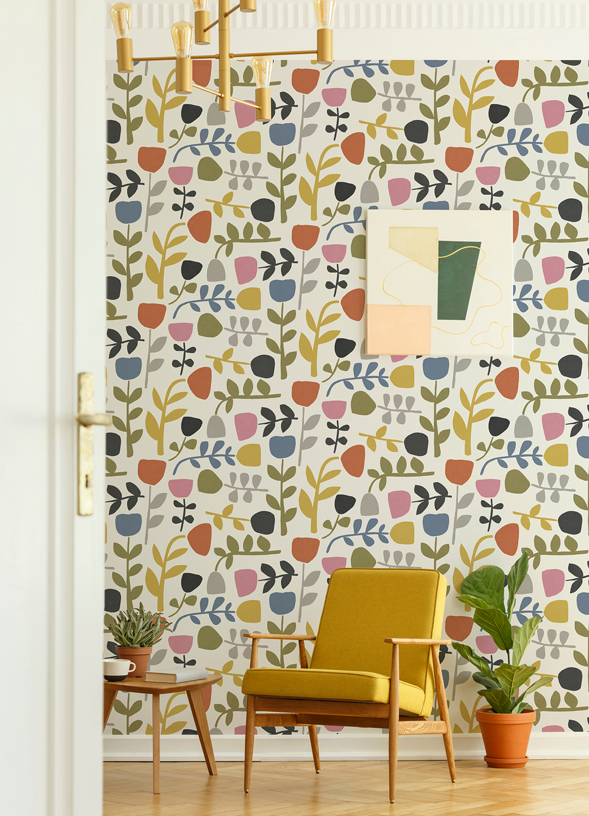 Papier peint Allover Floral Scandinave Juni multicouleurs - Delicatesse de Lutèce | Réf. LTC-FD26538