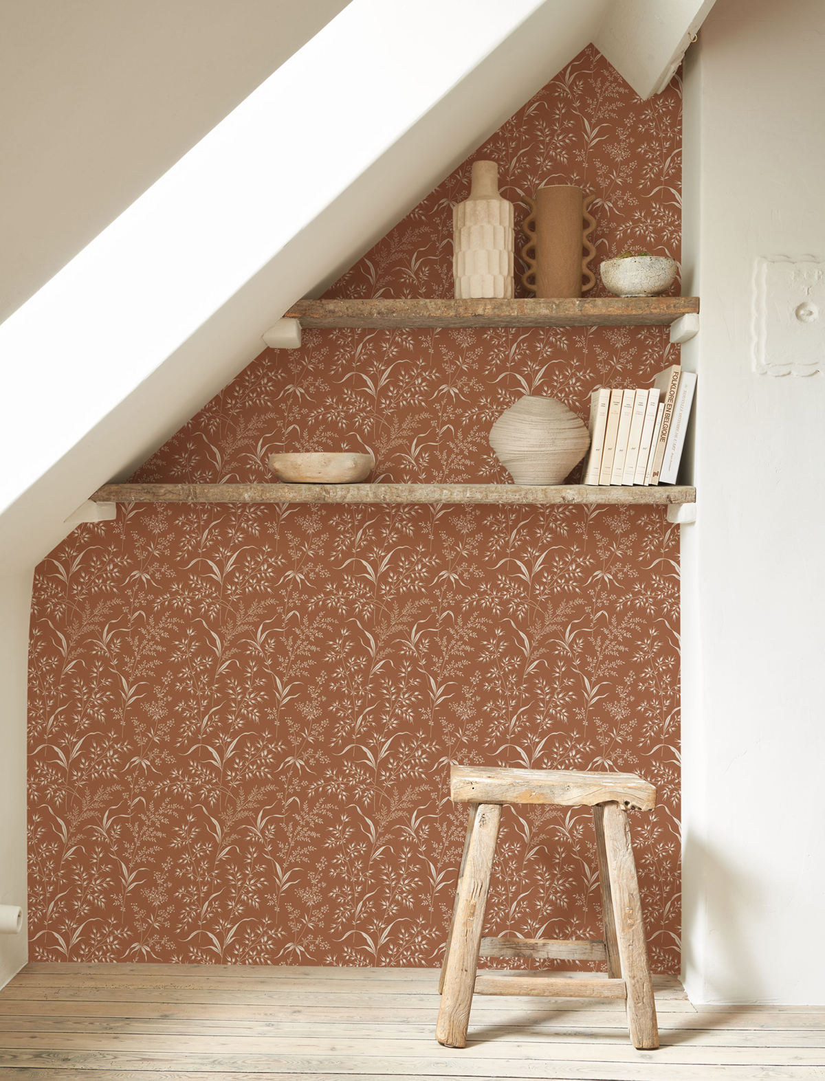 Papier peint Champ d'Herbe terre de sienne - Soliflore de Casadéco | Réf. SOLI200283434