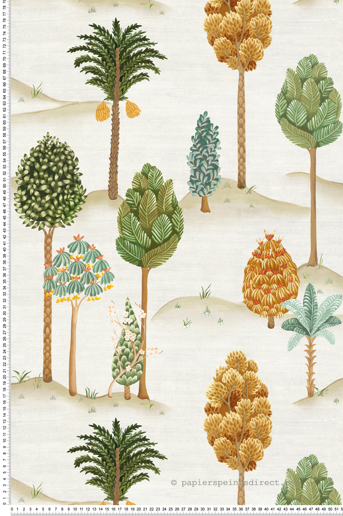 Papier peint Arbre Fruitier Foresta vert ocre - Byzance d'Osborne & Little | Réf. OSB-W7901-02