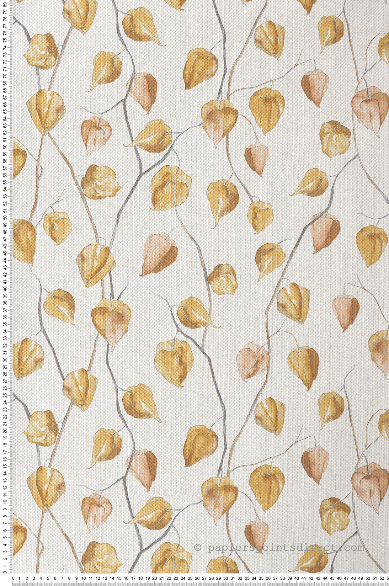Papier peint Fleur Physalis jaune et saumon - Gingko de Casadéco | Réf. GINK86212323