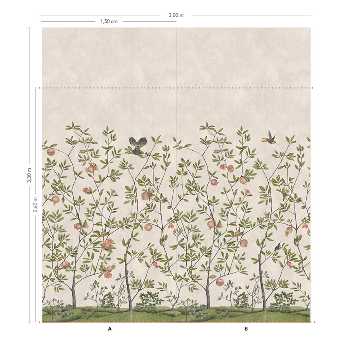 Papier peint panoramique Nature Grenades Beige A+B - 1/2/3/4/5/6 AMBr - Isidore Leroy