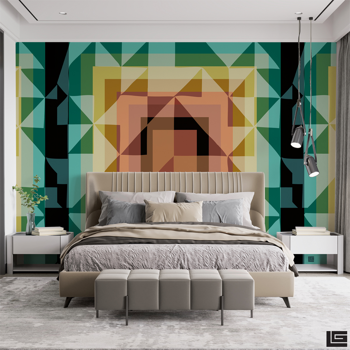 Papier peint panoramique Géométrique Illusion multicolore - Guy Laroche de Lutèce | Réf. LTC-51247501