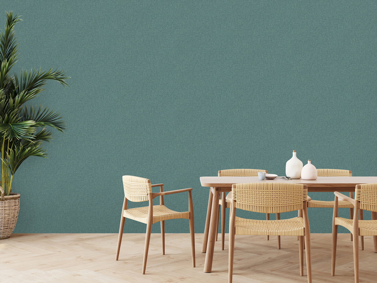 Papier peint Faux Uni Tissu Chiné bleu vert - Famous Garden d'A.S. Création | Réf. AS-393542