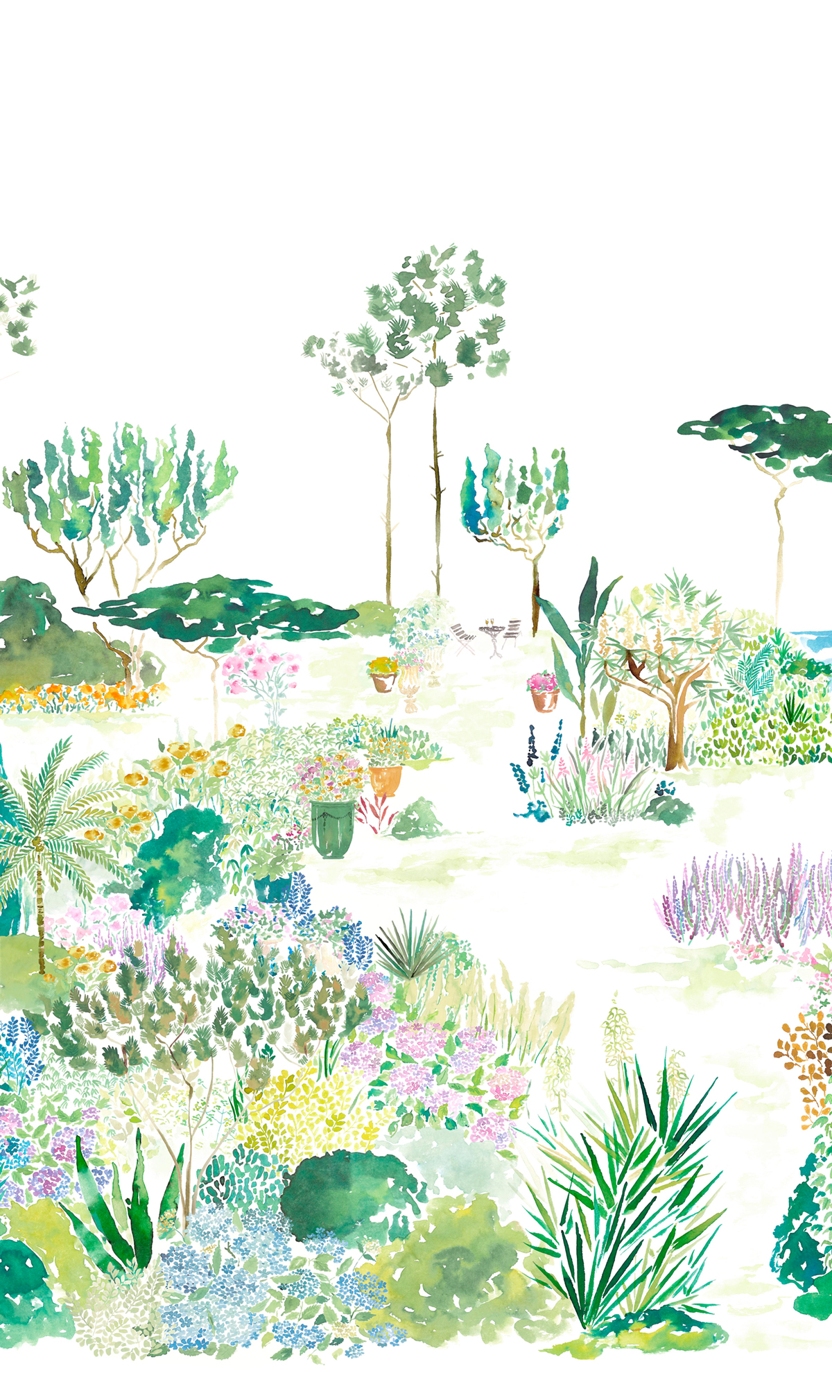 Papier peint panoramique Jardin de France Original A - 1/2/3/4 - Isidore Leroy