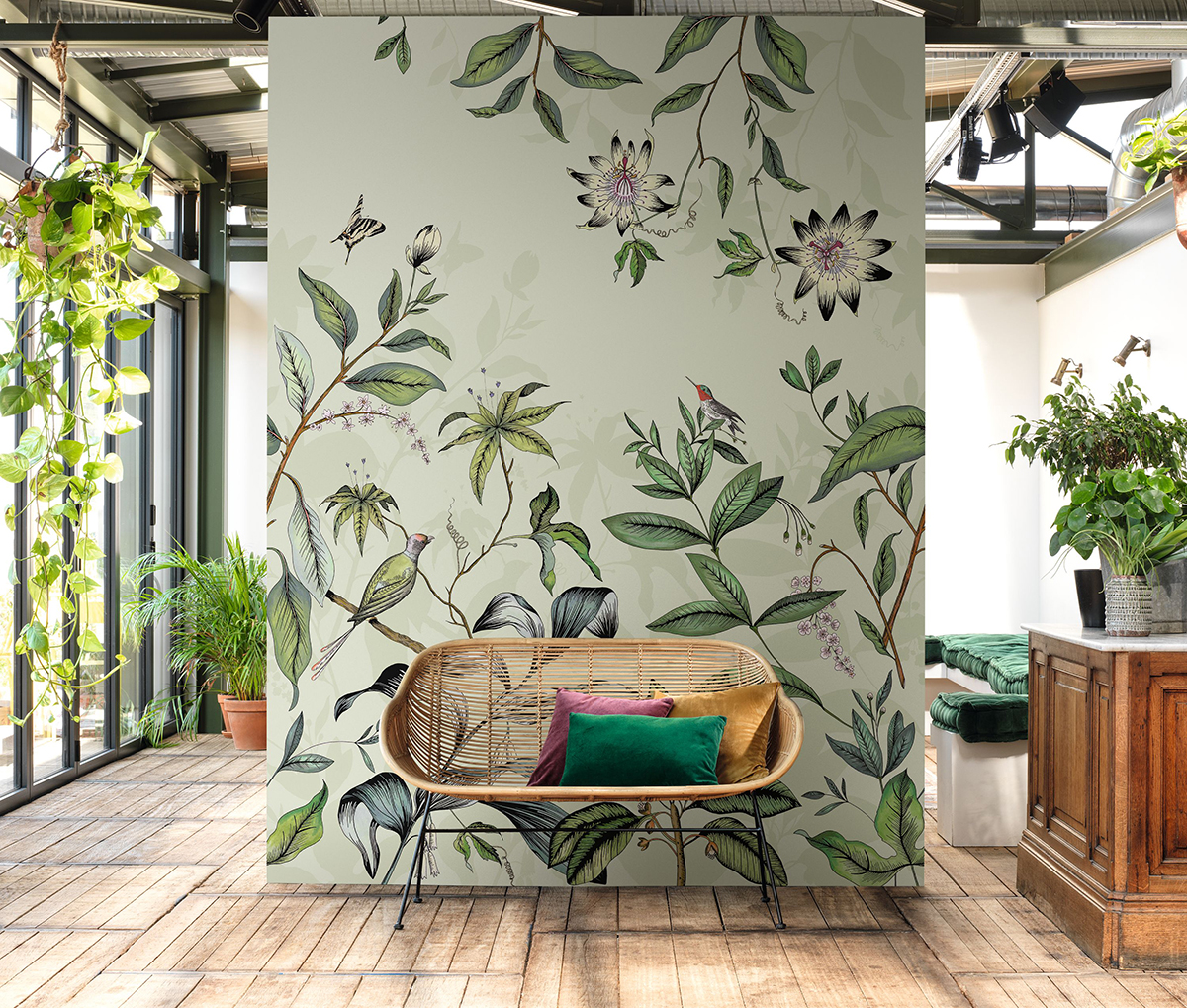 Papier peint panoramique Nature et Oiseau vert pale - Beauty Full Image 2 de Casadéco | Réf. BFMA87086107