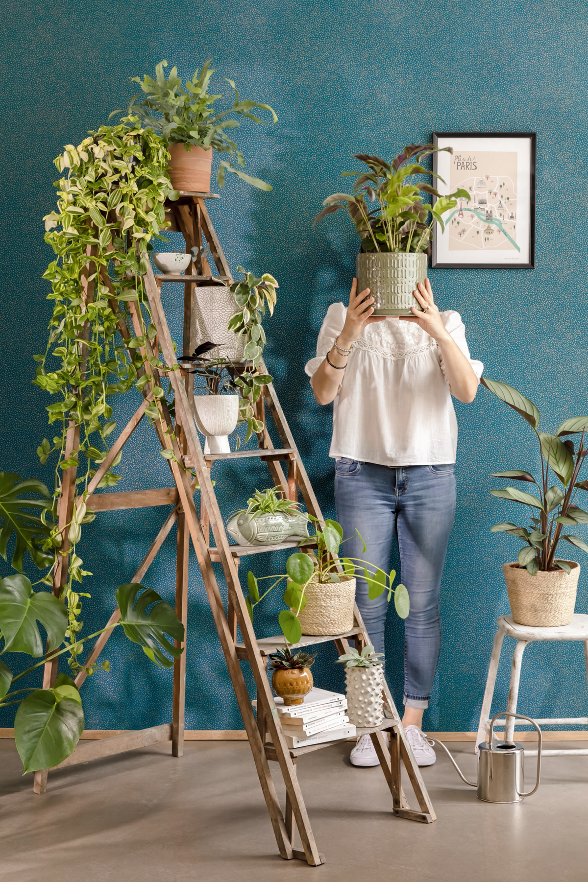 Papier peint Pois Sparkle Bleu canard/Doré - Green Life de Casélio | Réf. GNL101736128