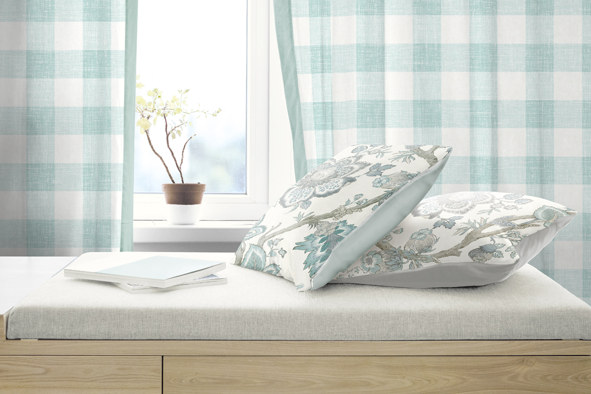 Tissu Fleur Bernadette Ramage Botanique vert d'eau gris - French Country d'Initiales | Réf. INI-FC62608F