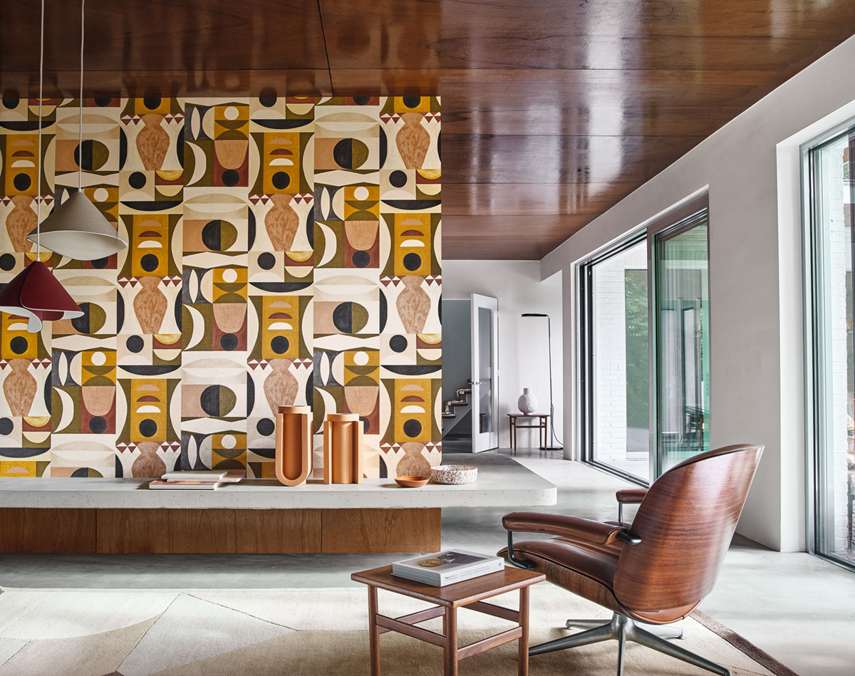 Papier peint Ethnique Graphique Auguste multicolore - Mouvements de Casamance | Réf. CAS-76032446