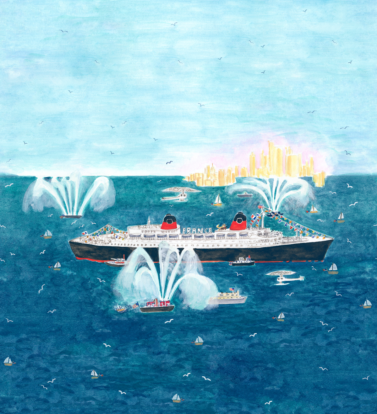 Papier peint panoramique Bateau Le France A+B 1/2/3/4/5/6 - Isidore Leroy